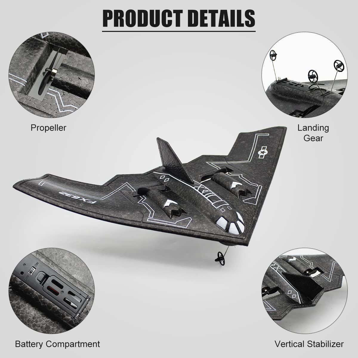 Fisca B-2 Spirit bomber top view; stable handling for confident piloting.
