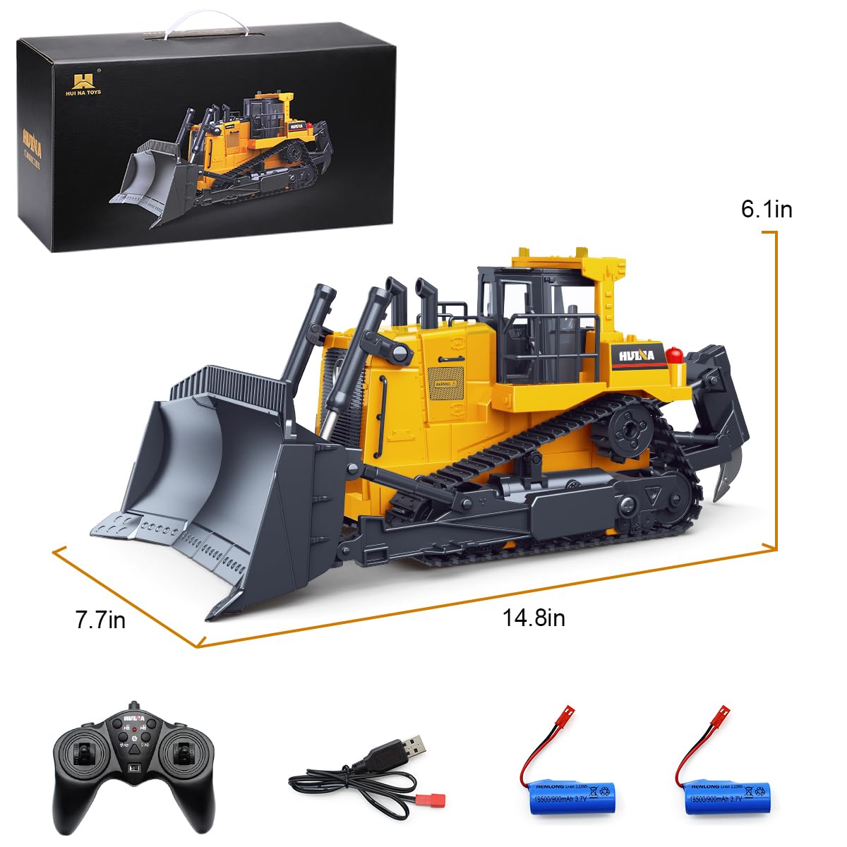 fisca rc bulldozer rubber tracks provide stable traction during play