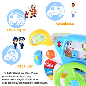 Fisca toddler steering wheel toy megaphone and horn encourage role play and communication.