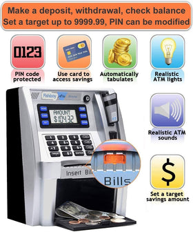 Fishboy ATM Piggy Bank debit card in use with real money access