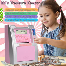 Fishboy Pink ATM Piggy Bank auto-opening drawer during deposits.