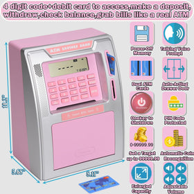 Fishboy Pink ATM Piggy Bank balance calculator showing growth.