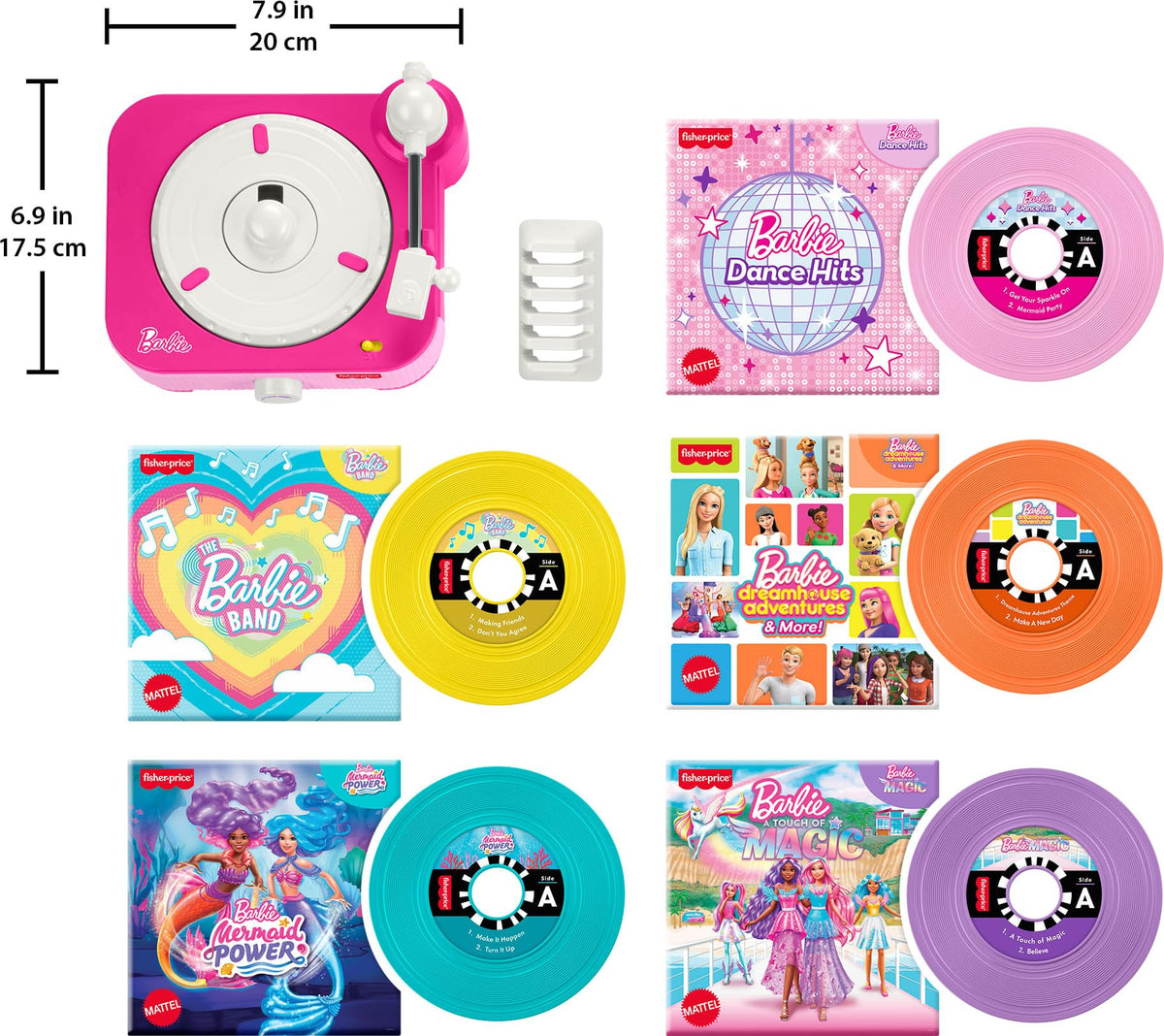 Fisher-Price Barbie toy uses batteries for instant on-the-go play sessions.