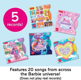 Fisher-Price Barbie record collection showcases five themed records for creative playlists.