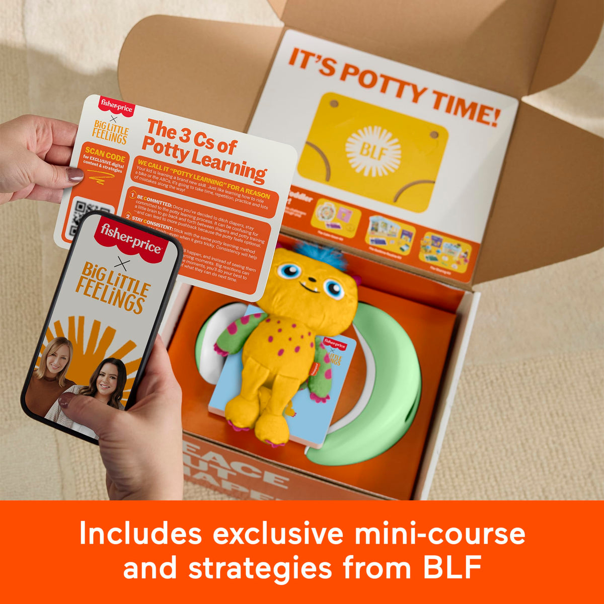 Fisher-Price Big Little Feelings fidget popper toy aids focus during training.