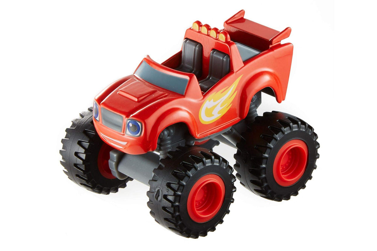 Fisher-Price Blaze die-cast truck side view, durable build for on-the-go adventures