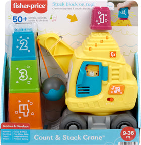 Fisher-Price Count & Stack Crane push-along action in a play setup