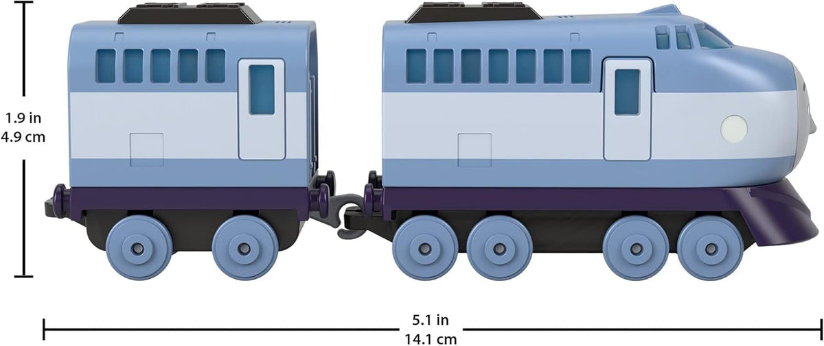 Fisher-Price die-cast push-along train gliding on track.