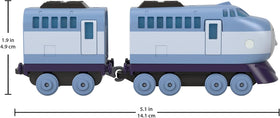 Fisher-Price die-cast push-along train gliding on track.