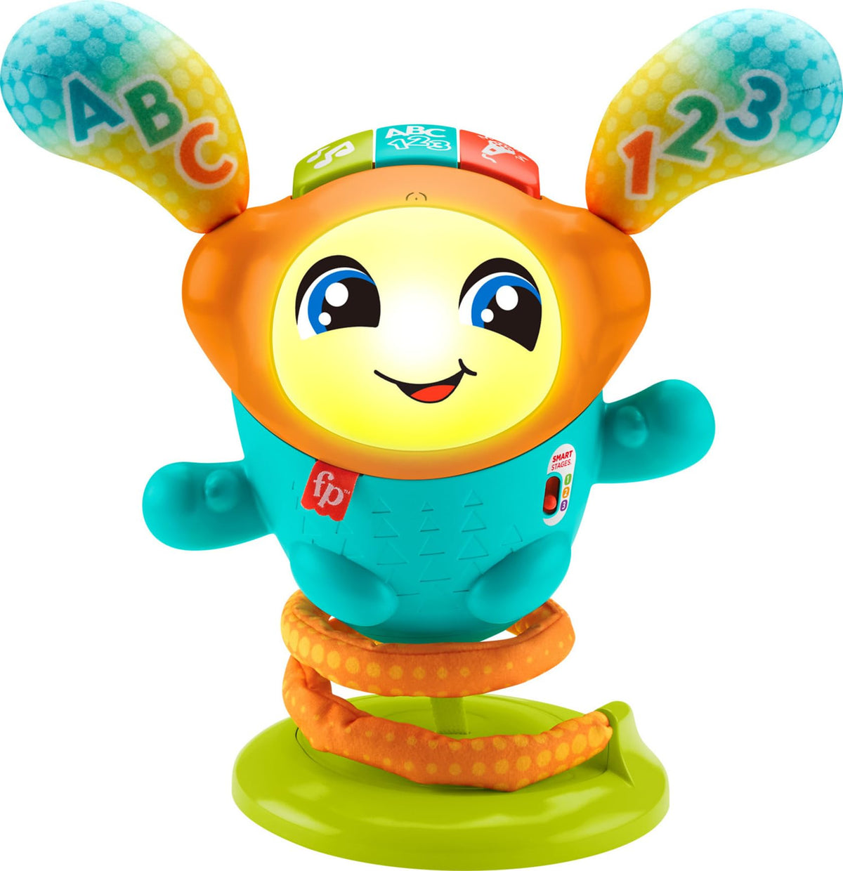 Fisher-Price DJ Bouncin’ Beats bouncing action boosts active play and motor skills.