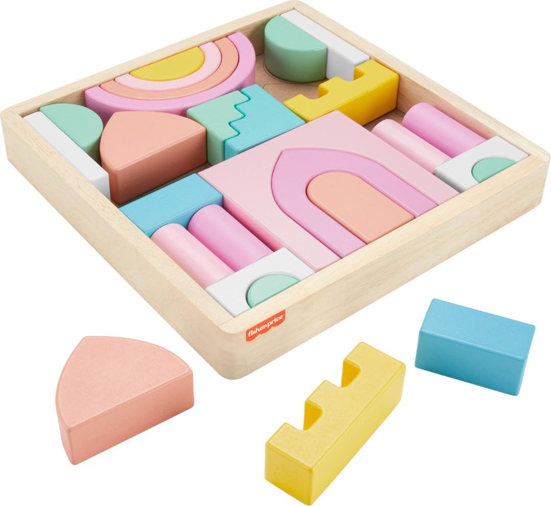 Fisher-Price blocks made from FSC-certified wood for safe play.