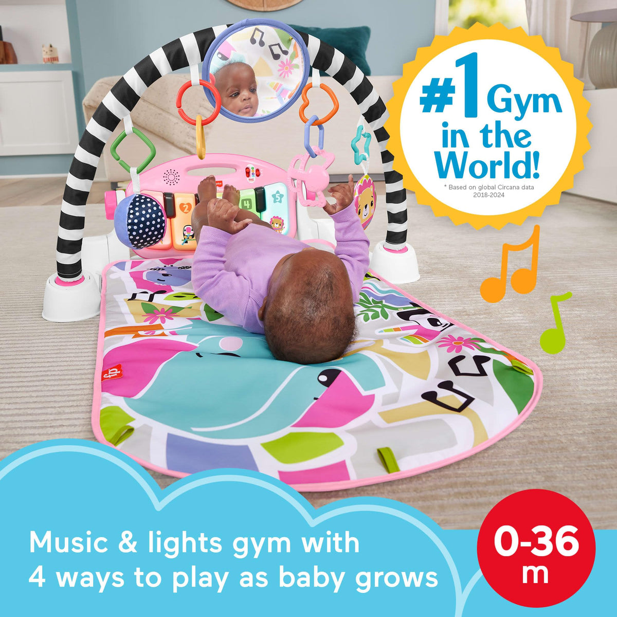 Fisher-Price Glow and Grow piano keys light up for musical play and exploration.