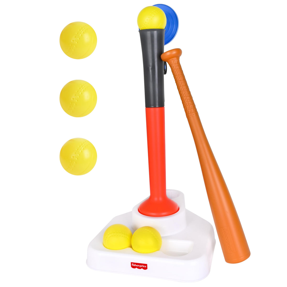 Fisher-Price Grow-to-Pro baseball set bat provides comfortable grip for beginner swings.