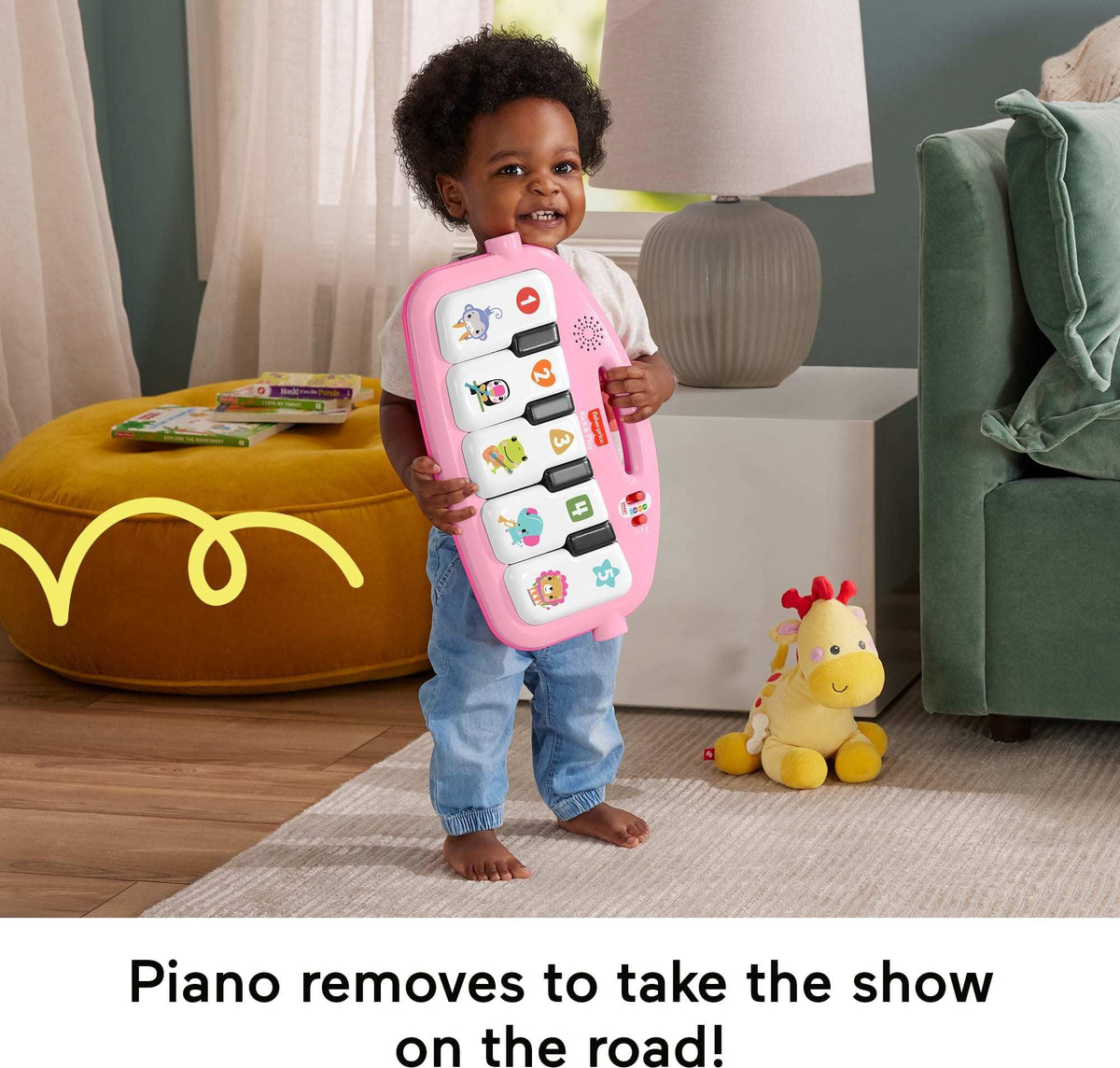Fisher-Price high-contrast arch supports visual tracking during playtime.