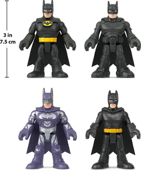 Fisher-Price Imaginext Batman collection display angle highlighting four looks