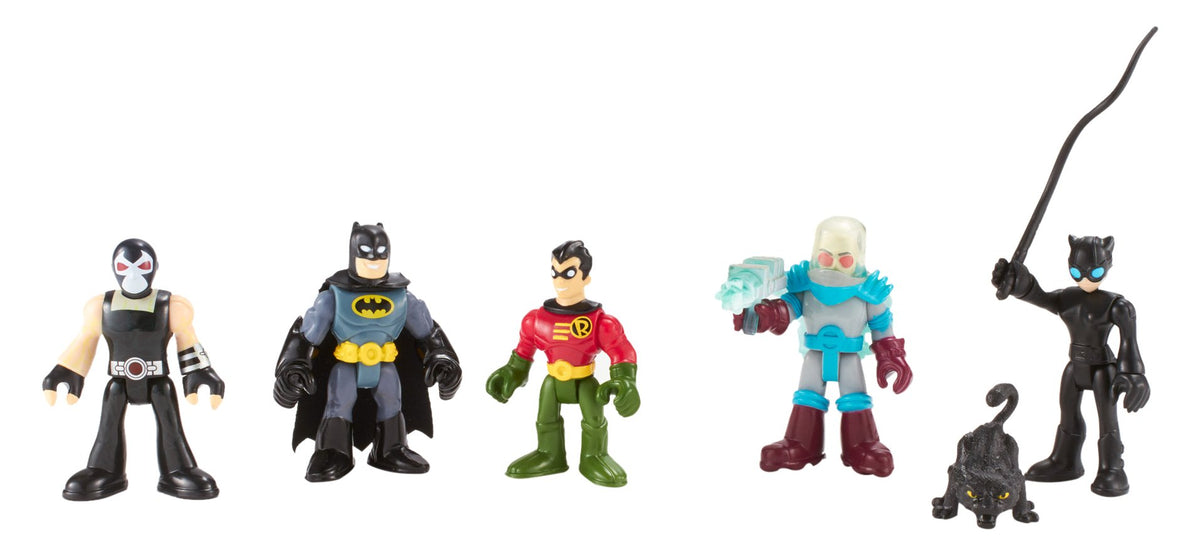Fisher-Price Imaginext Batman pack front view with six figures for imaginative play