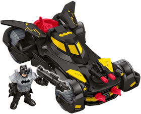 Fisher-Price Imaginext Batmobile cockpit opens to fit Batman for adventures.