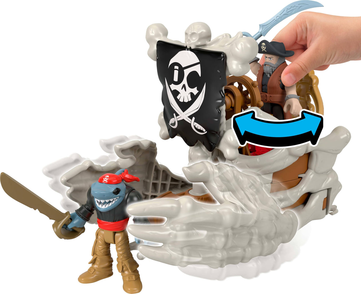 Fisher-Price Imaginext Billy Bones skeleton hands opening and harpoon launch for excitement