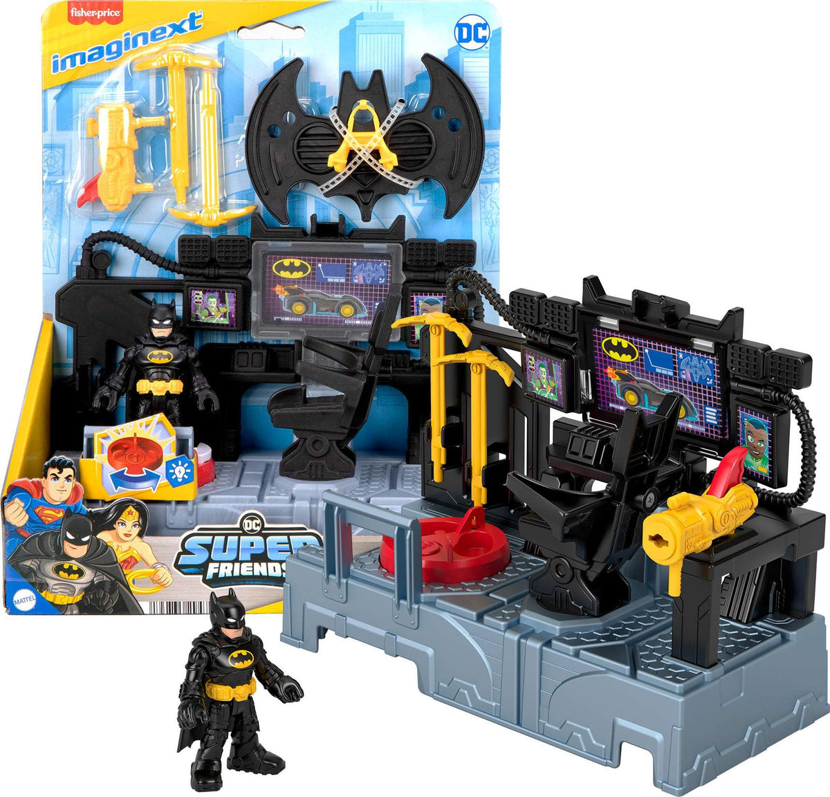 Fisher-Price Imaginext Bat Command Center lights up the Batcomputer for mission-prioritizing play