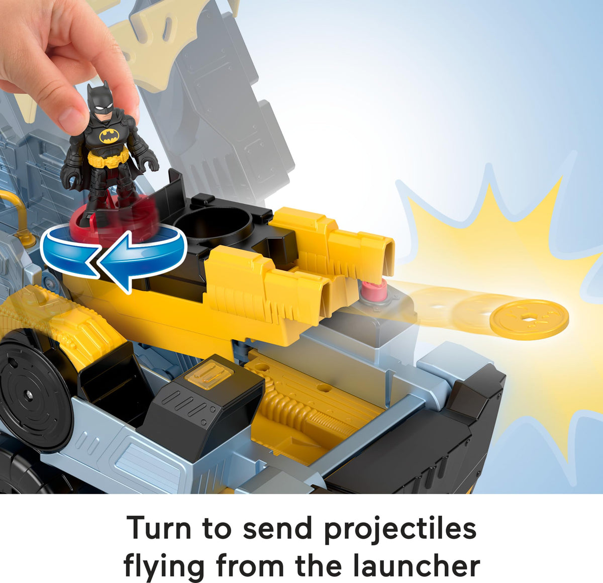 Bat-Tank carries up to six Imaginext figures for stories