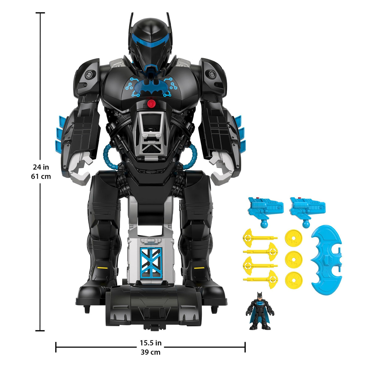 Batman figure in cockpit with chest light glowing
