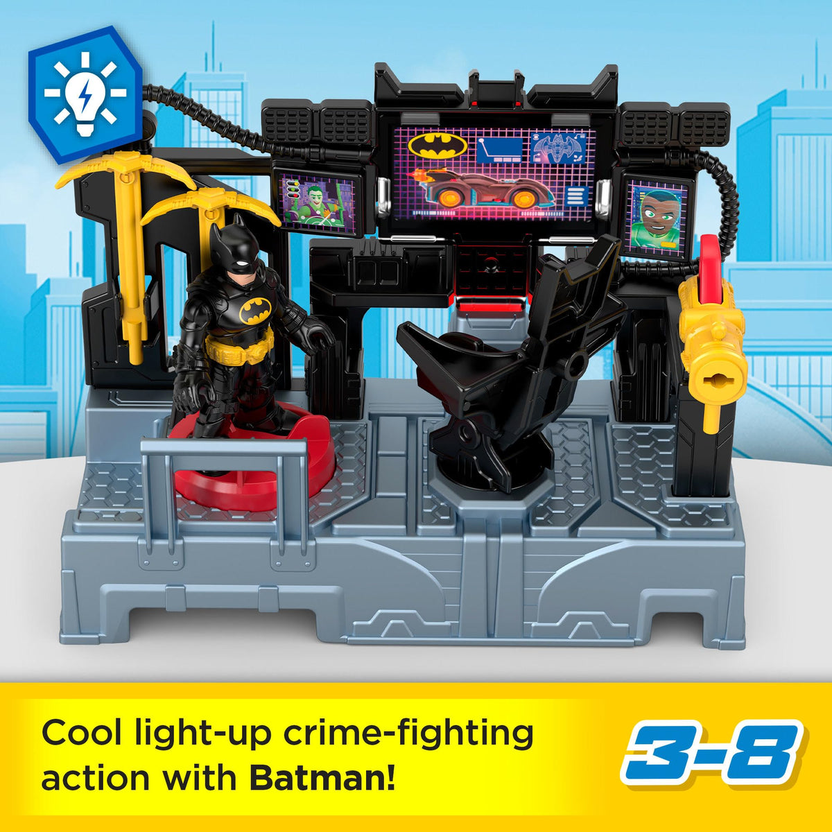 Attachable Batwing attachment adds versatile flight action to the playset