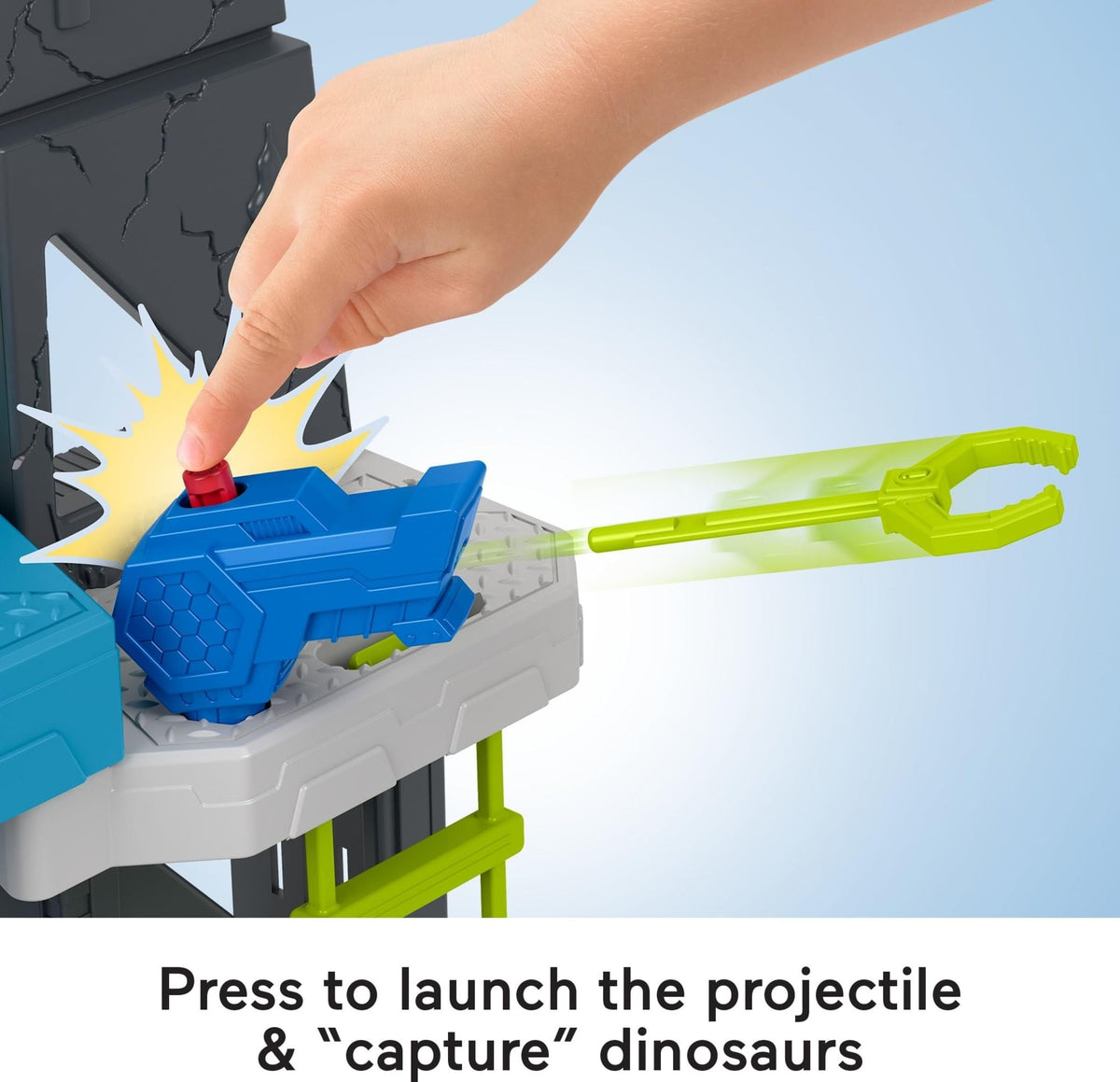 Fisher-Price Imaginext dino cage with lid for dramatic reveals and trapping action