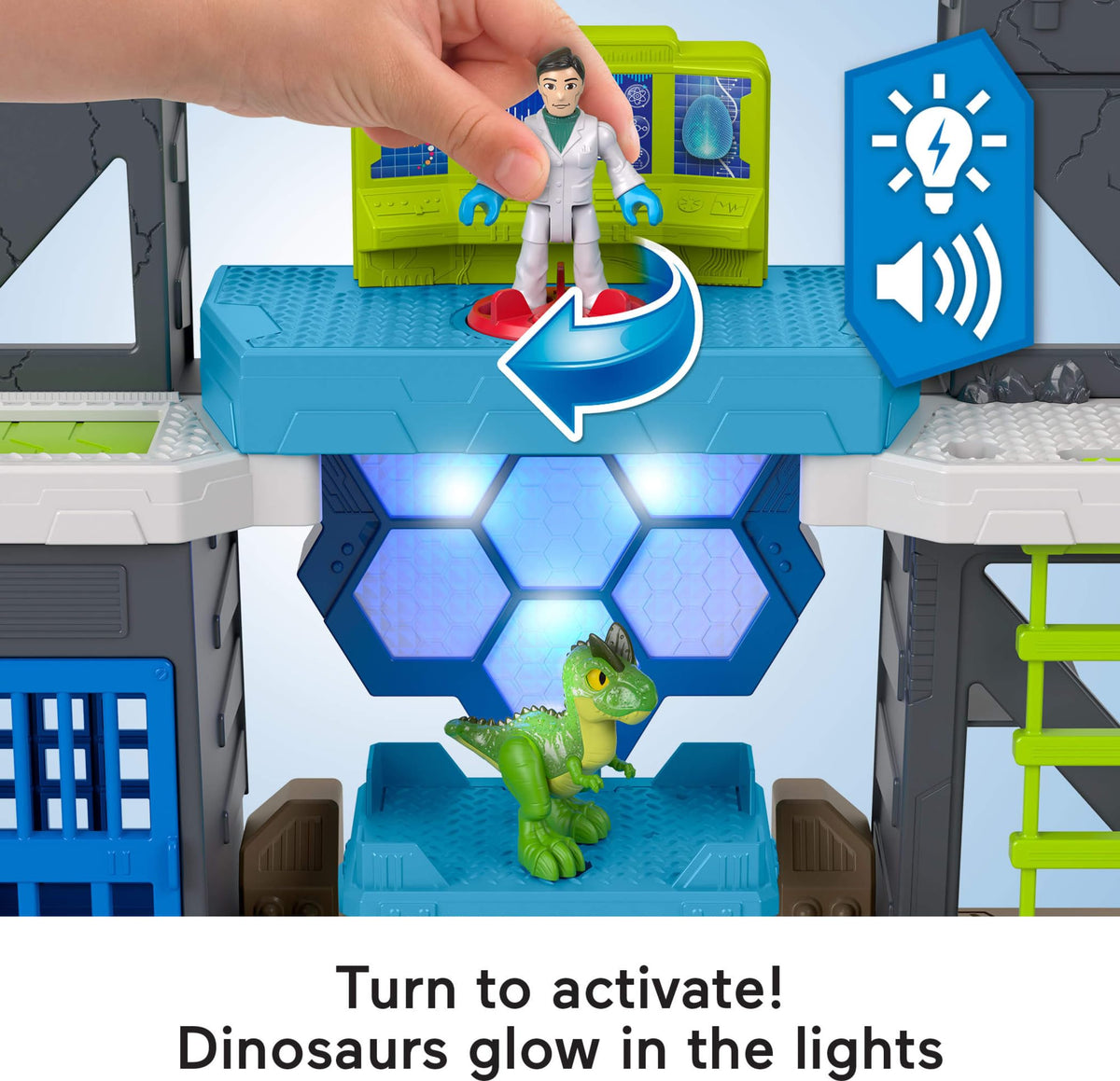Fisher-Price Imaginext movable net launcher for capturing dinos during play
