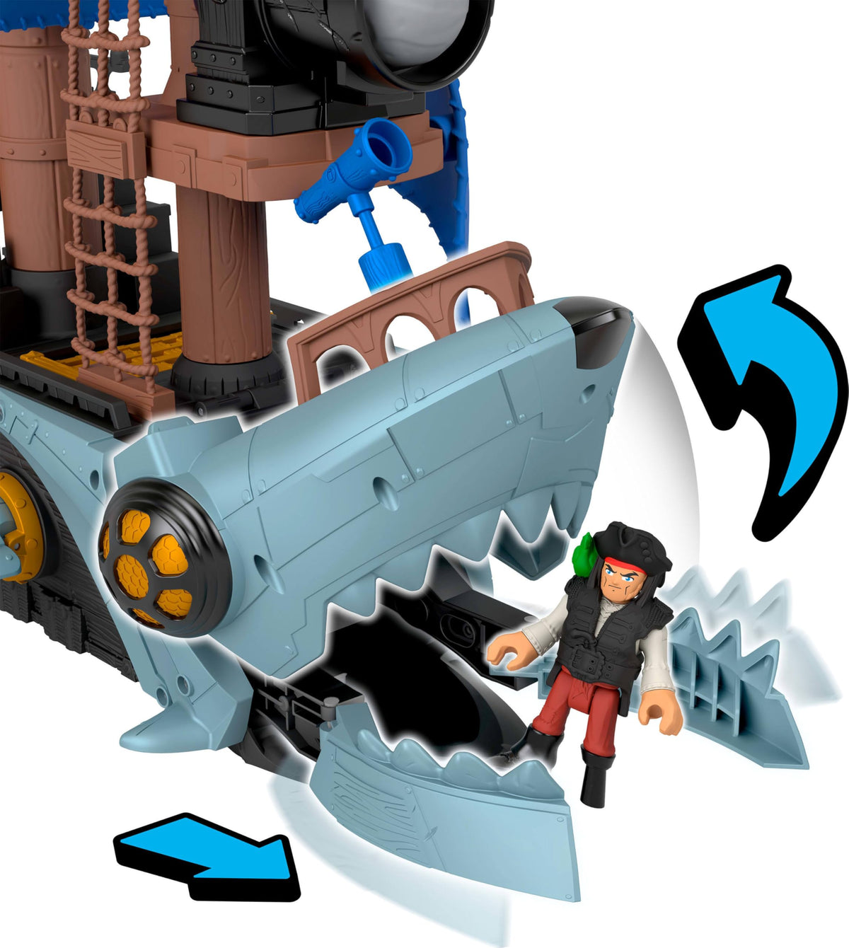 Fisher-Price Imaginext Pirate Ship setup with 12-piece play pieces included