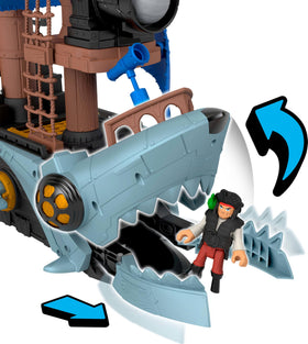 Fisher-Price Imaginext Pirate Ship setup with 12-piece play pieces included