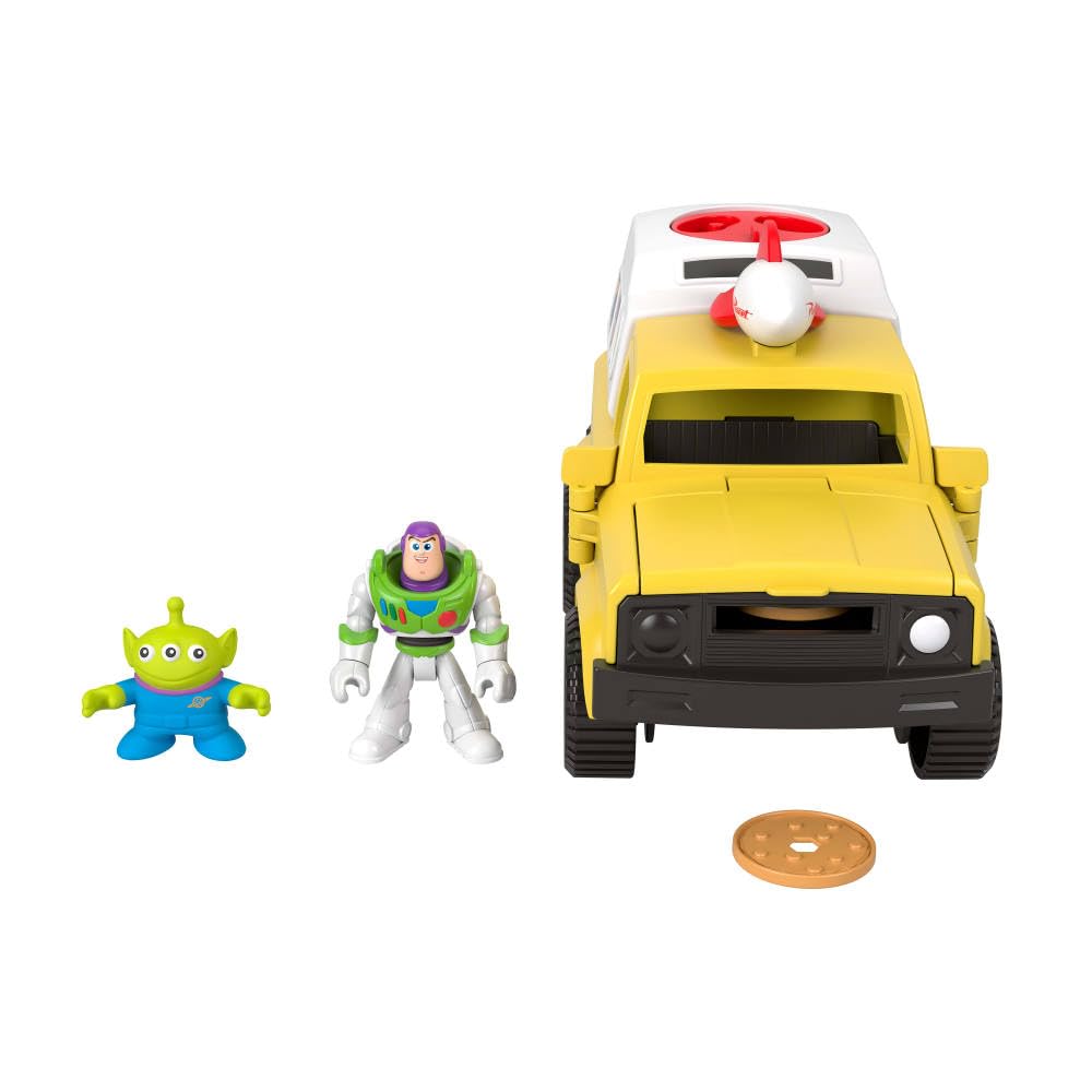 Fisher-Price Imaginext Pizza Planet Truck open doors for easy toy access.