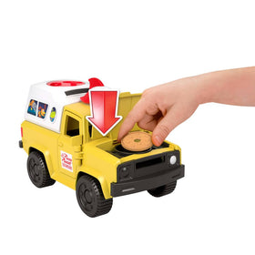 Fisher-Price Imaginext Pizza Planet Truck wheels roll smoothly during play.