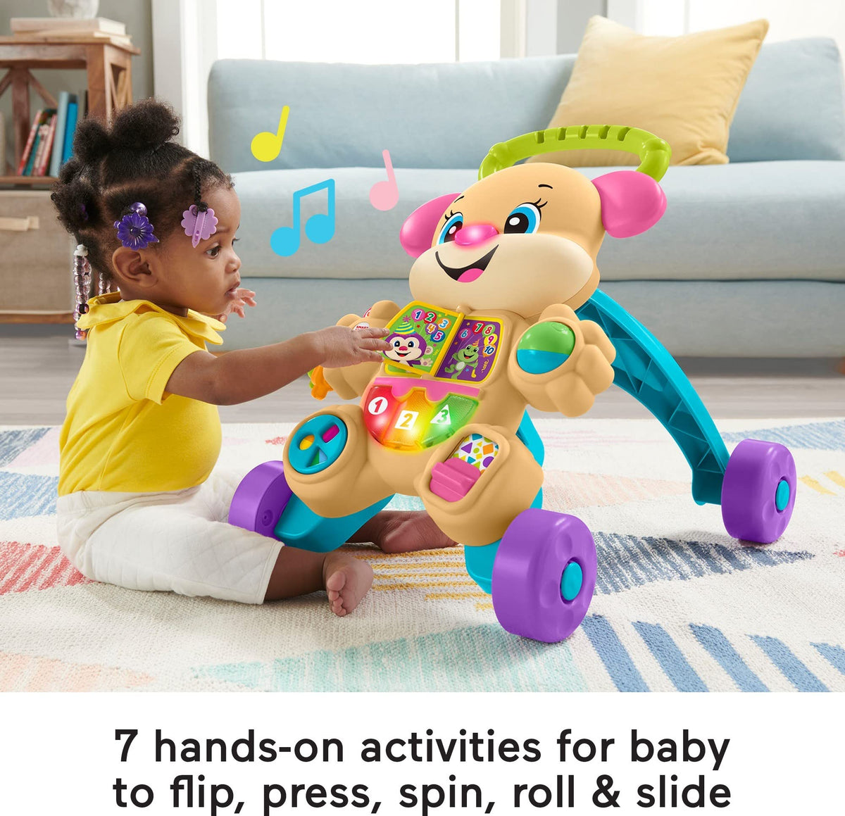 Fisher-Price Laugh & Learn Sis Walker easy-grasp handle helps little hands.