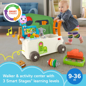 Open activity center with 15+ pieces for imaginative camping play