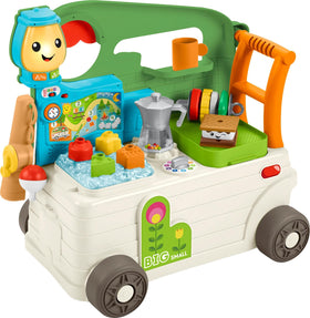 Fisher-Price Laugh & Learn 3-in-1 Camper front view showing the walker and activity center