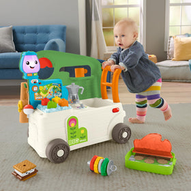 Back view of the Fisher-Price Camper walker highlighting push-along design