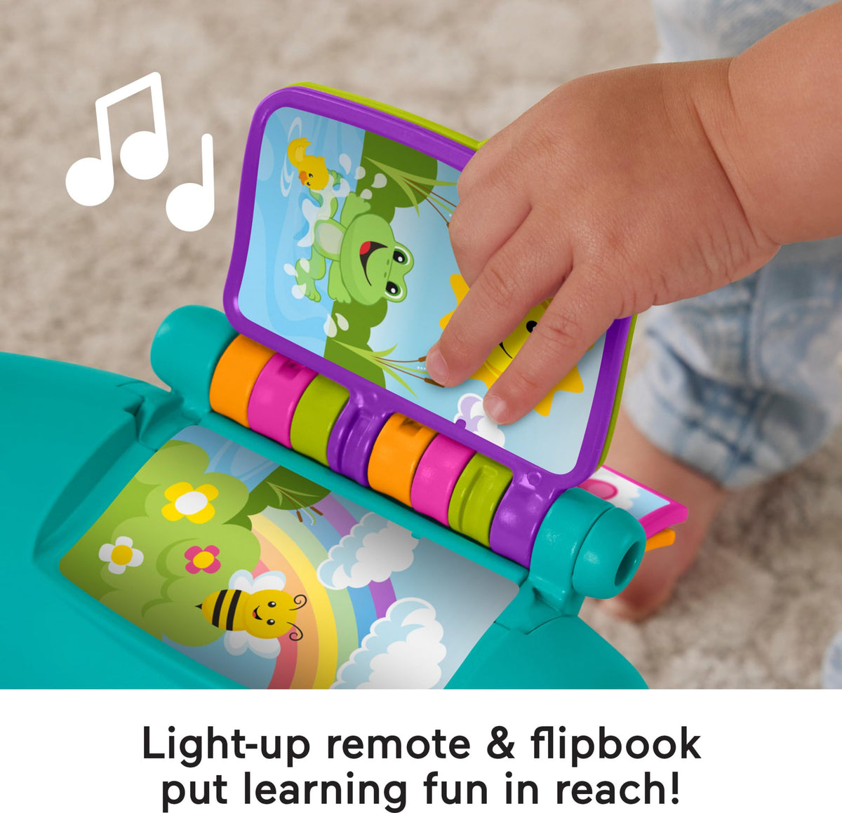 Fisher-Price lift-up cushion reveals surprises to spark curiosity.