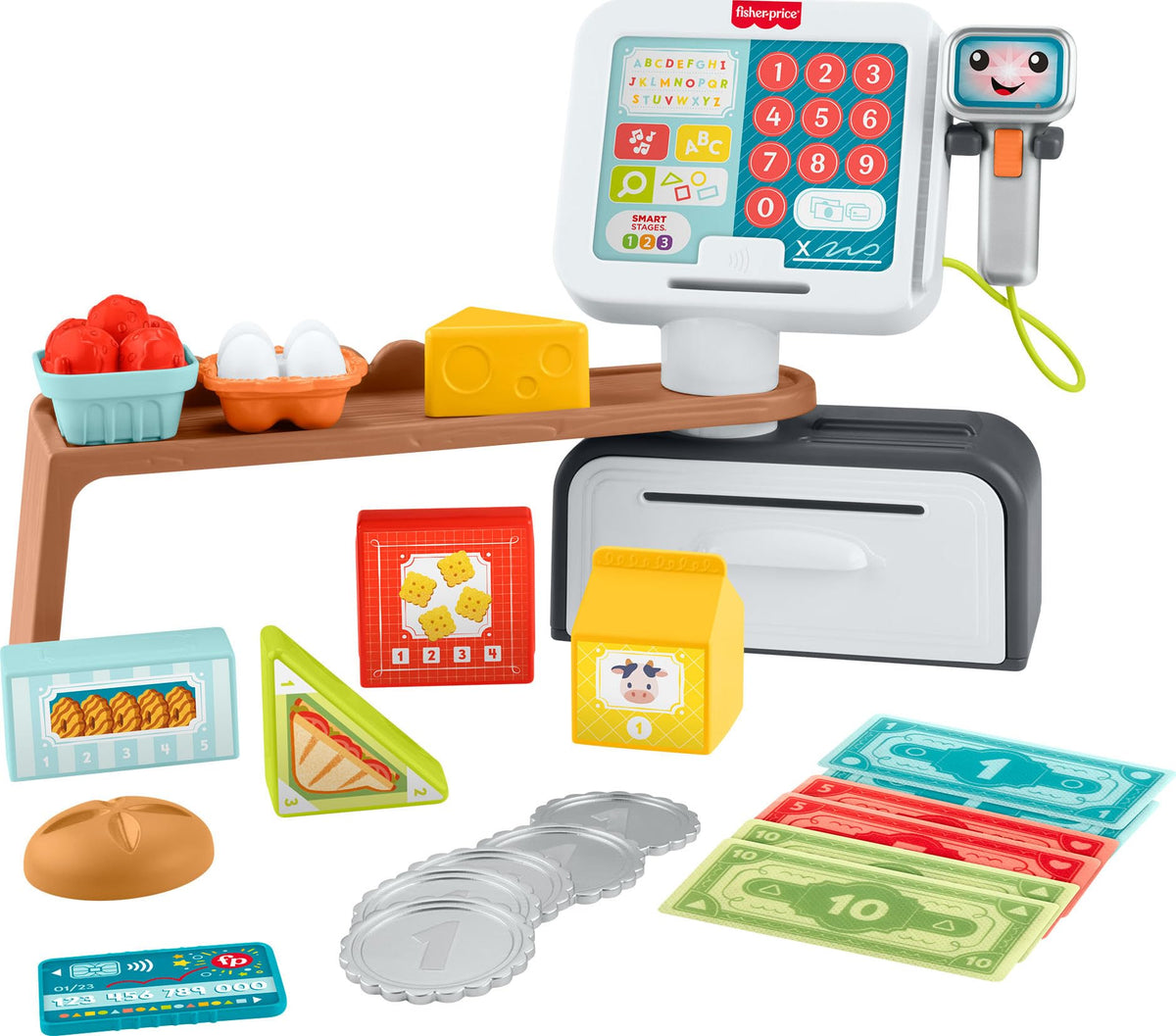 Fisher-Price Laugh & Learn cash register front view for pretend shopping and early math play.