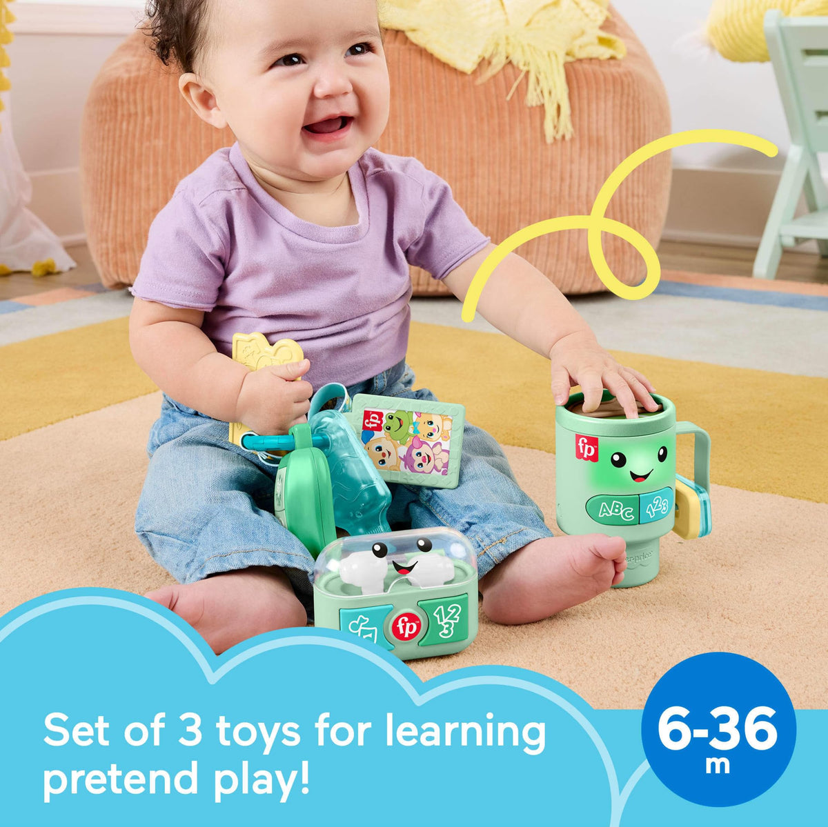 Fisher-Price ear buds toy lights up and plays 20+ songs for colors and opposites.