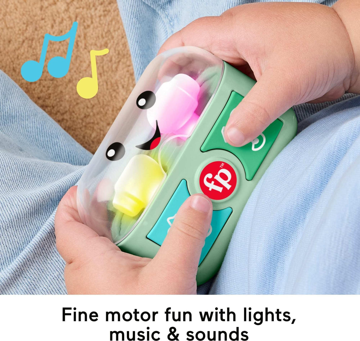 Fisher-Price mirrored keychain adds visual interest during pretend play.