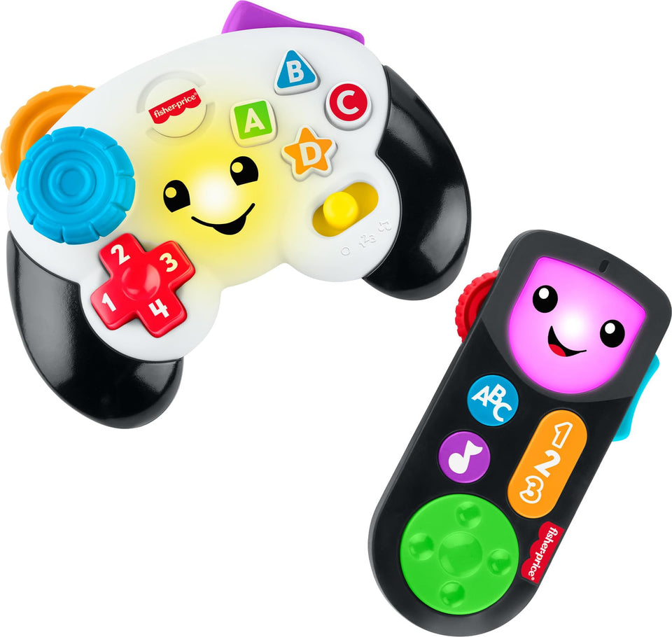 Fisher-Price Laugh & Learn remote control toy with lights invites alphabet and counting exploration.