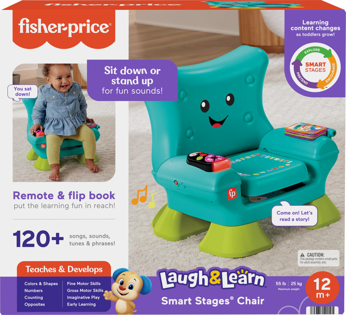 Fisher-Price Laugh & Learn chair activity area with three Smart Stages levels