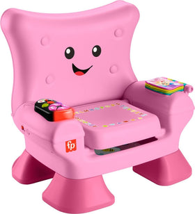 Fisher-Price Laugh & Learn chair pink side view with interactive seat for sit-and-stand play