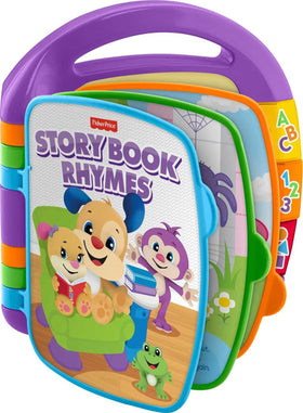 Fisher-Price Laugh & Learn Storybook Rhymes cover with Puppy and Sis sparks curiosity during practice reading