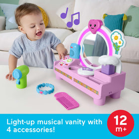Fisher-Price Laugh & Learn Vanity powder puff for soft tactile pretend grooming