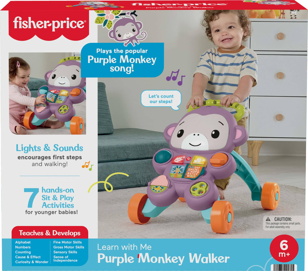 Fisher-Price Learn with Me stimulates motor and sensory exploration for babies.