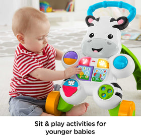 Fisher-Price Learn with Me Zebra Walker buttons and lights inviting interaction
