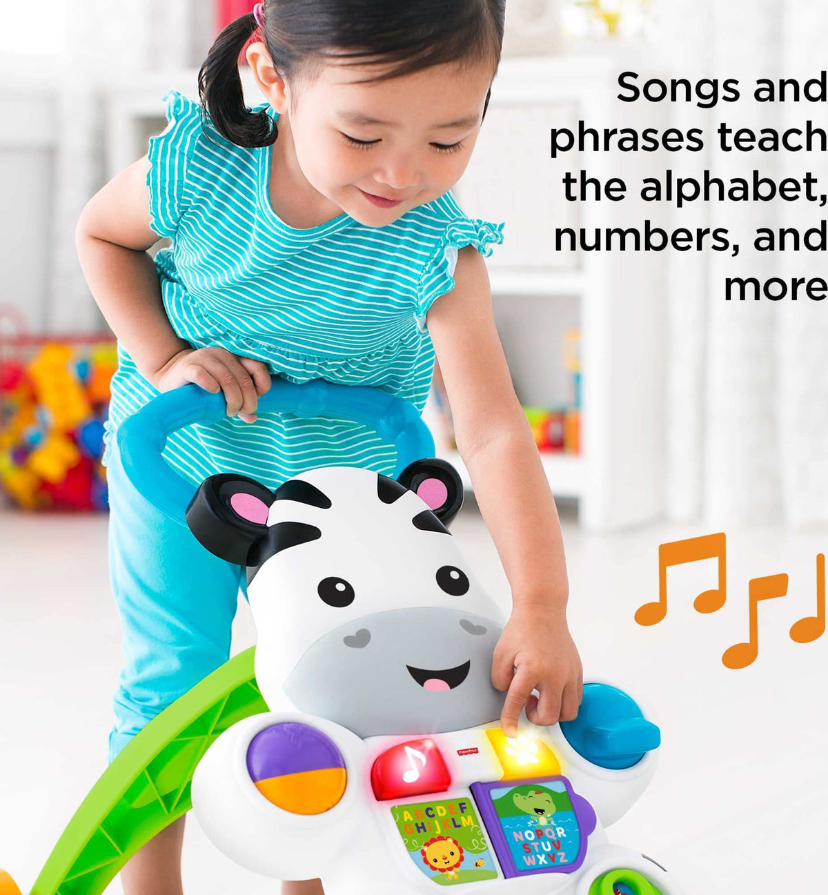Fisher-Price Learn with Me Zebra Walker easy-grasp handle for tiny hands