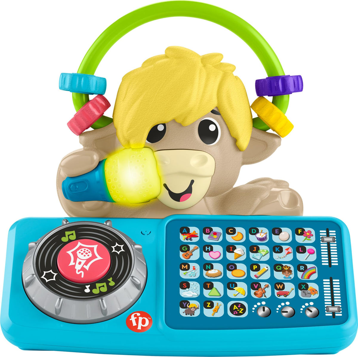 Fisher-Price Link Squad Yak with DJ table buttons for alphabet learning and play.