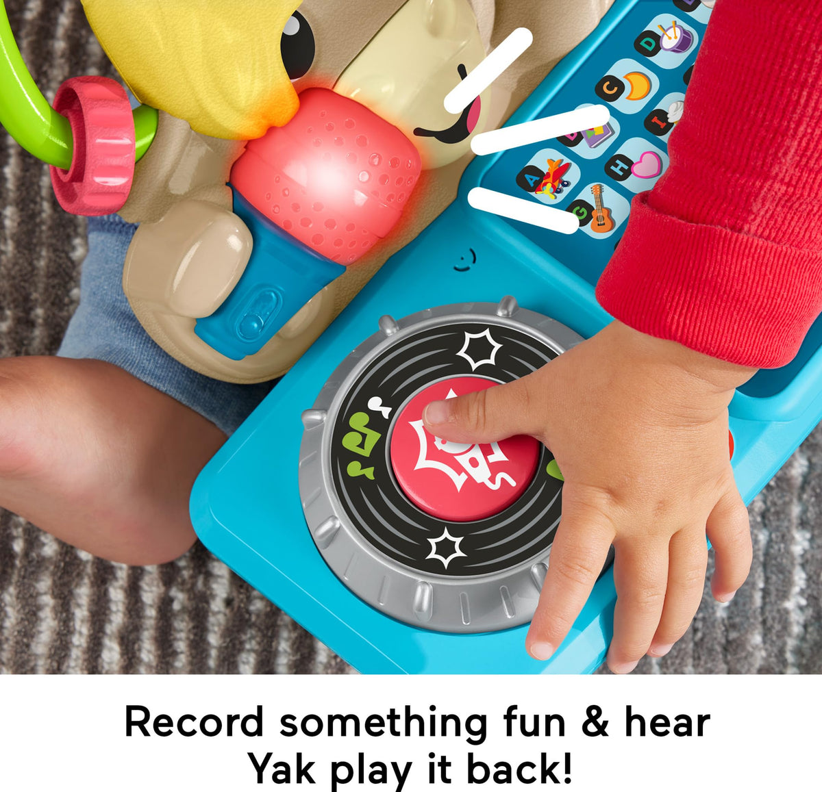 Yak microphone light flashes in rhythm to engage toddlers.